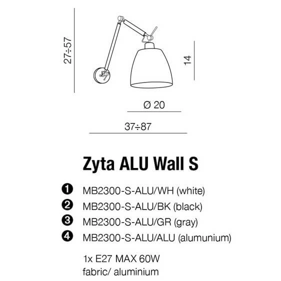 Ścienna lampa ruchoma Zyta do pokoju aluminium biała