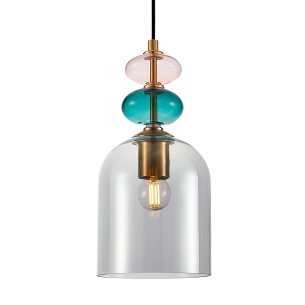 Skandynawska lampa zwis Busco PND-30263-1B-BRO-SG przydymiony złoty kolorowy