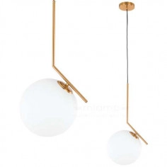 LAMPA wisząca CONDI MDM-7475/1-M-G MDECO szklana OPRAWA modernistyczny zwis kula ball mosiądz biała