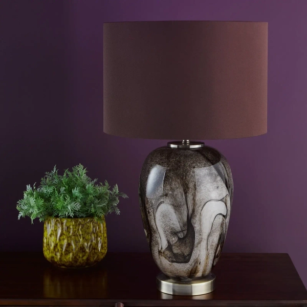 Marmurowa stołowa lampa Egas EGA4229 szklana mosiądz brązowy