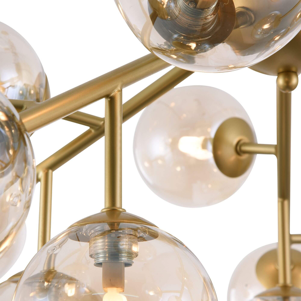 Modernistyczna LAMPA sufitowa DALLAS MOD545PL-20G Maytoni plafoniera OPRAWA szklana molekuły plafon bursztynowe złote
