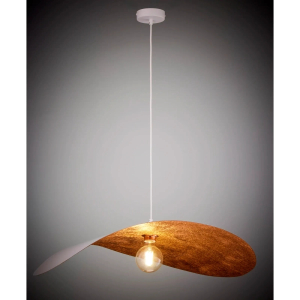 Lampa wisząca kompozyt LEAF miedziana biała 1xE27 do jadalni 41922
