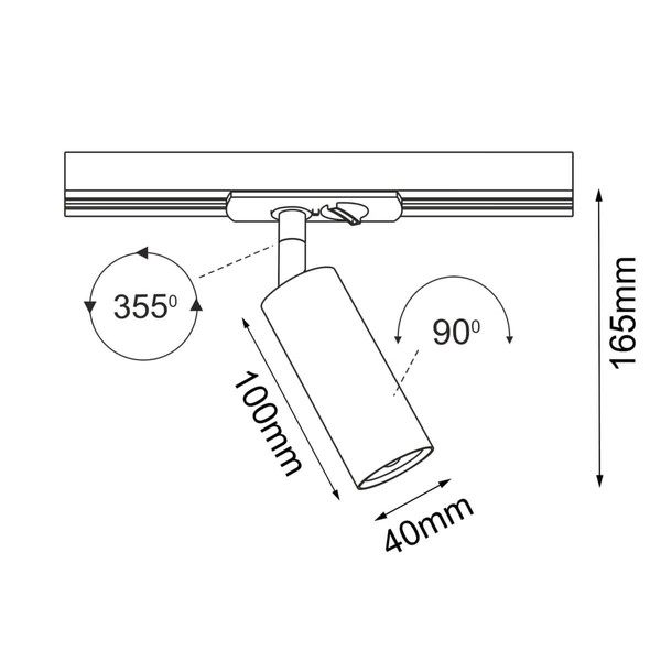 Metalowa lampa do szynoprzewodu Ace 6252 BROSline tuba czarny