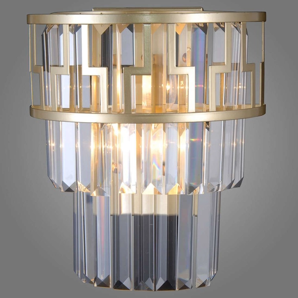 Kinkiet LAMPA ścienna FILIP WL-43493-2 Italux glamour OPRAWA kryształowa crystal złota przezroczysta