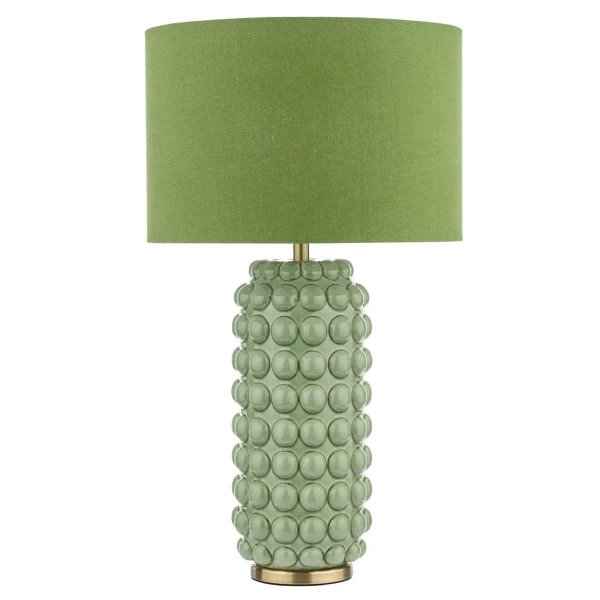 Tkaninowa lampa stołowa Etzel ETZ4224 ceramiczna zielona mosiądz