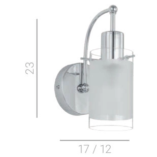 LAMPA ścienna BLEND MBF9489/1 Italux okrągła OPRAWA kinkiet tuba na wysięgniku chrom przezroczysta biała