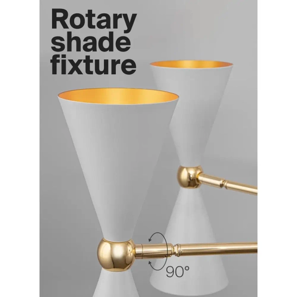 Ścienna lampa Vesper MOD108WL-02WG Maytoni stożkowa góra-dół biała złota