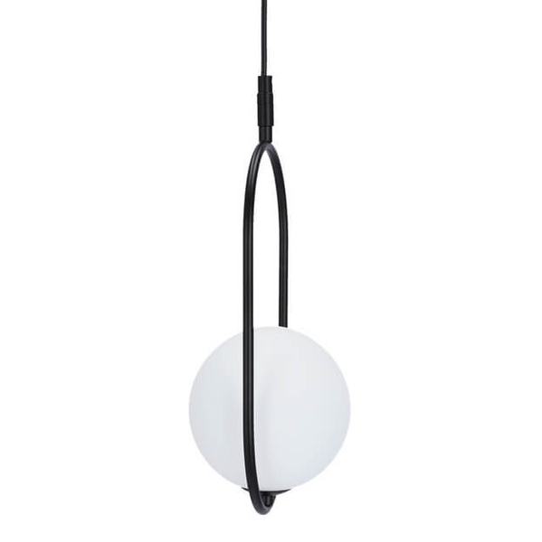 Czarna lampa wisząca Cordel szklana kula frame do sypialni