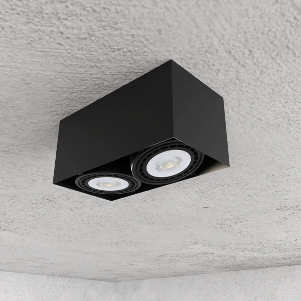 Podwójna lampa sufitowa Plaza ML4746 metalowa natynkowa czarna