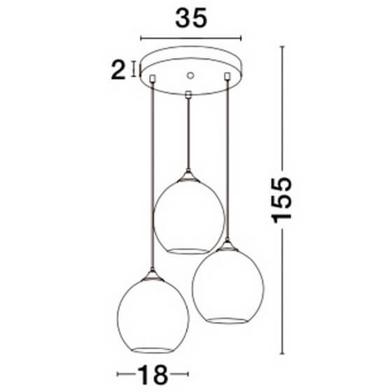 Potrójna lampa wisząca Cepeda LE41963 miedziana czarna