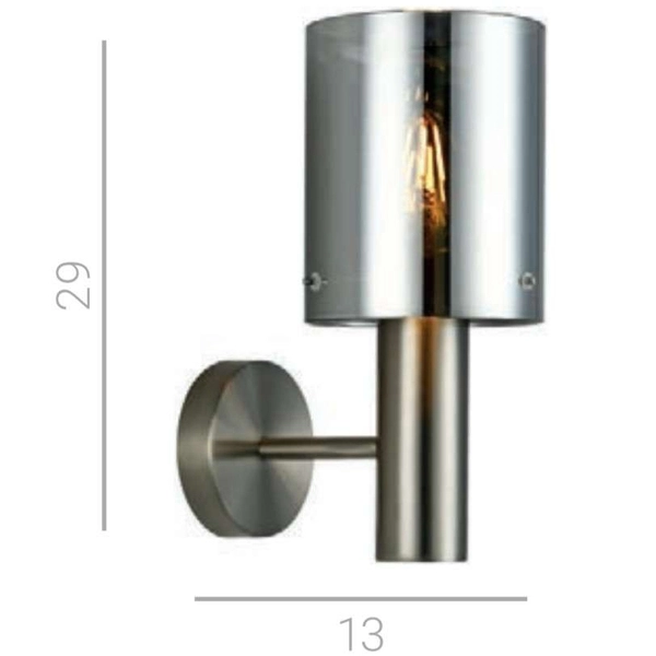 Ścienna LAMPA skandynawska SARDO WL-5581-1A-SC+SG Italux loftowa OPRAWA szklany KINKIET okrągła tuba nikiel przydymiona