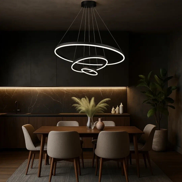 Ledowy żyrandol wiszący Isaure 72306 LED 100W 3000-6500K ringi czarny
