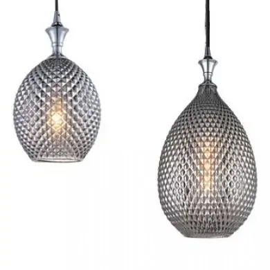 Podłużna sufitowa lampa 19240 szklana nad stół przydymiona szary czarny