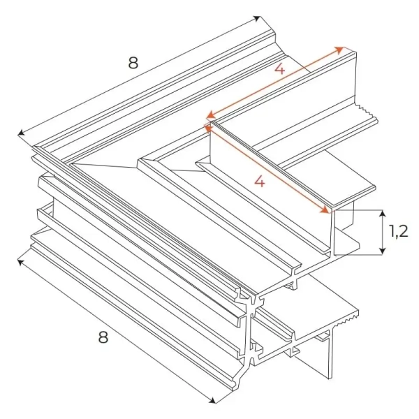 Szynowy kątownik magnetyczny ściana-sufit MT0027 metalowy biały