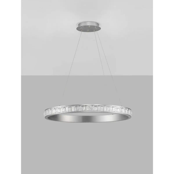 Lampa wisząca ring MONTALO LE45403 LED 45W 3000K crystals srebrna