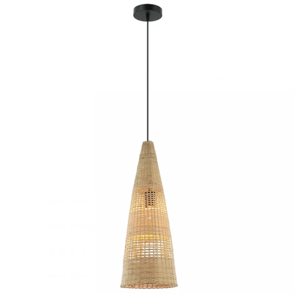 Stożkowa wisząca lampa 20154 bambusowa tuba sznurkowa brązowy