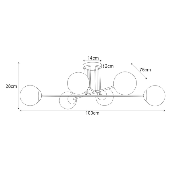 Sufitowa lampa Elmo K-5314 Kaja elegancka szklana metalowa złota biała