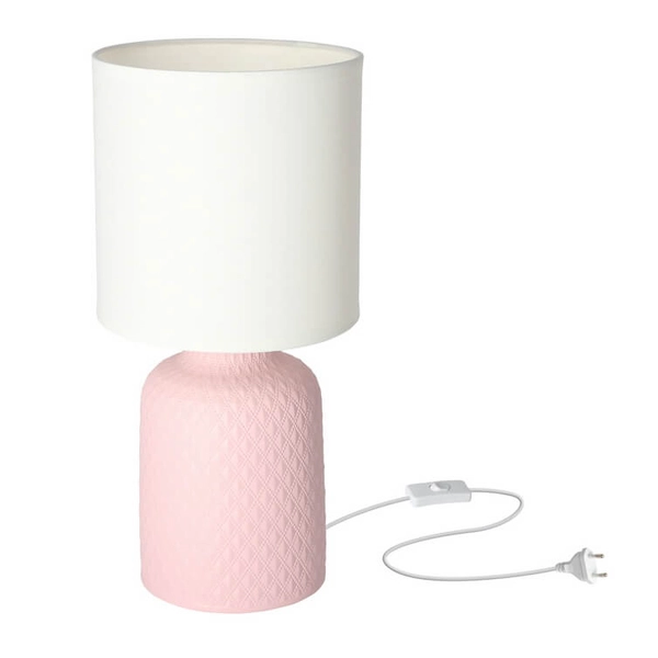 Nocna lampka Iner 41-79855 ceramika z abażurem biała różowa