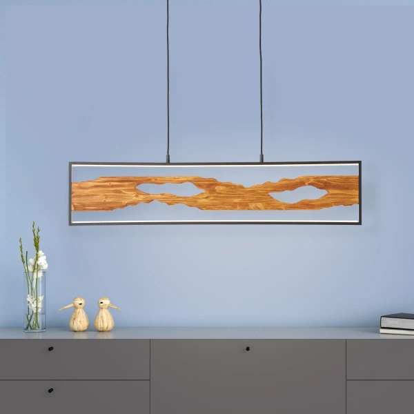 Wisząca lampa do salonu drewniana Chaumont G99821/76 LED 20W 3000K czarna