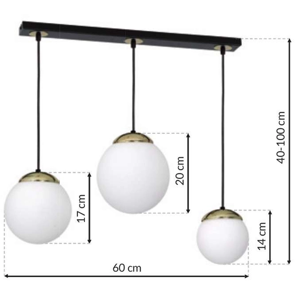 Wisząca LAMPA loftowa SPARTA MLP6500 Milagro szklana OPRAWA kule ZWIS na listwie biały złoty