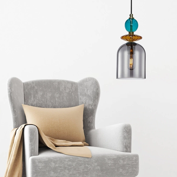 Lampa wisząca do salonu Tropea LP-2004/1P M SM szklana niebieska