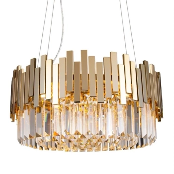 Wisząca LAMPA glamour TREND P0368 Maxlight szklana OPRAWA okrągły ZWIS z kryształkami crystals złoty przezroczysty