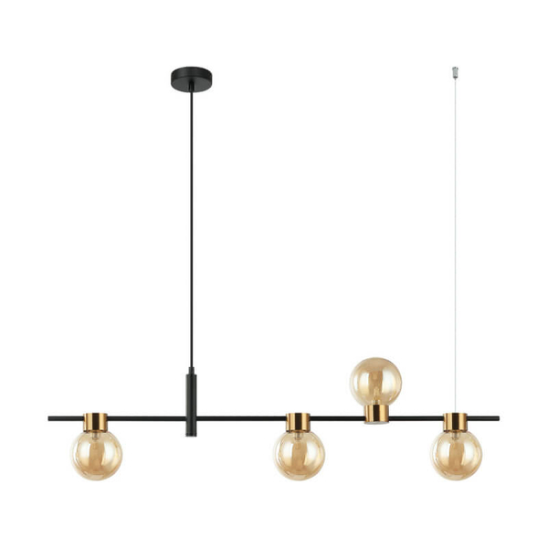 Modernistyczna lampa wisząca Bletter czarna bursztynowa