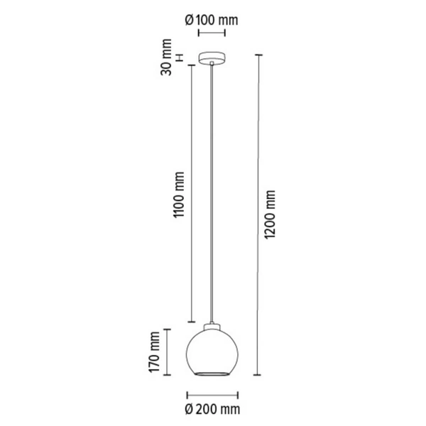 Loftowa lampa wisząca LAGUNA 18620104 szklana kula przydymiona czarna