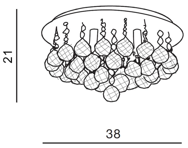 Jadalniana lampa sufitowa Bolla natynkowa kryształki złota