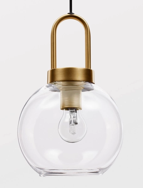 Industrialna lampa wisząca Banes do holu złota przezroczysta