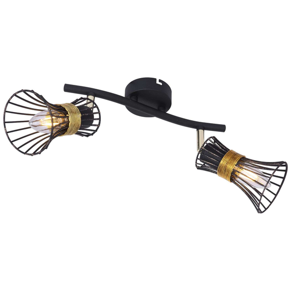 LAMPA ścienna PURRA 54814-2 Globo rustykalna OPRAWA kinkiet klatki druciane industrialne czarne złote