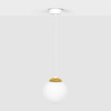 Pojedyncza lampa wisząca Elmo K-5310 Kaja kula metalowa szklana biała złota