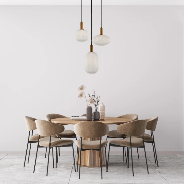 Potrójna wisząca lampa Della PND-31982-3-GD szklana złota biała