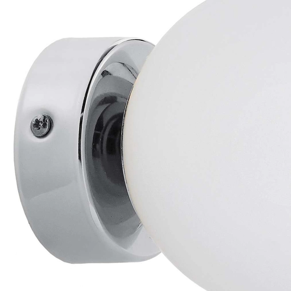 Kinkiet LAMPA ścienna MIJA 20763103 Kaspa szklana OPRAWA modernistyczna kula ball chrom biała