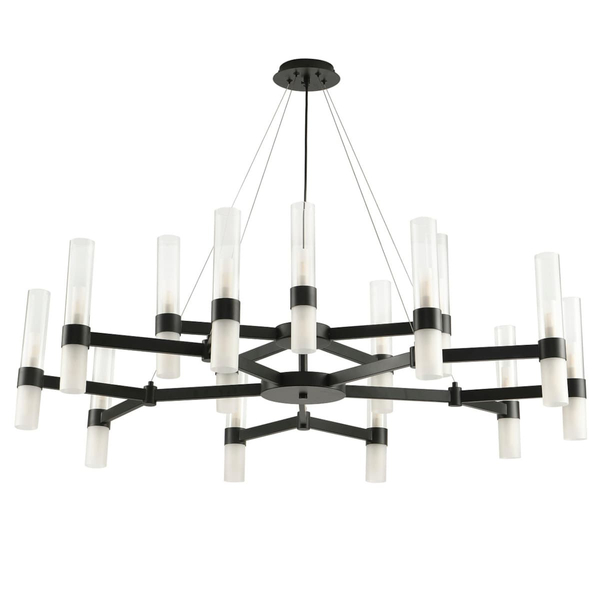 Żyrandol wielopunktowy tuby Candela DN1505-15 black Step szklany czarny