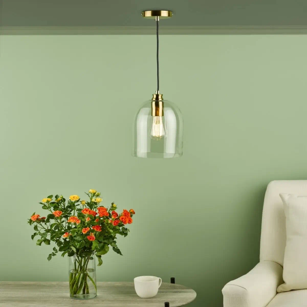 Wisząca lampa nad stół Archie ARC0163 szklana do jadalni szklana mosiądz