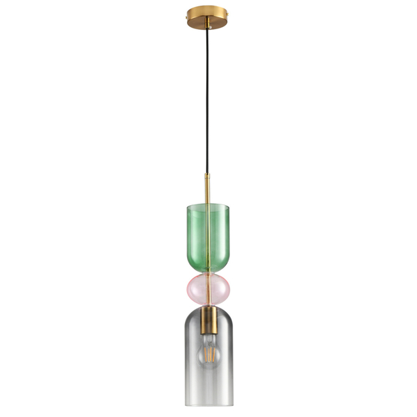 Szklana lampa wisząca PASTELLO ST-DN399B nad wyspę zielona szara