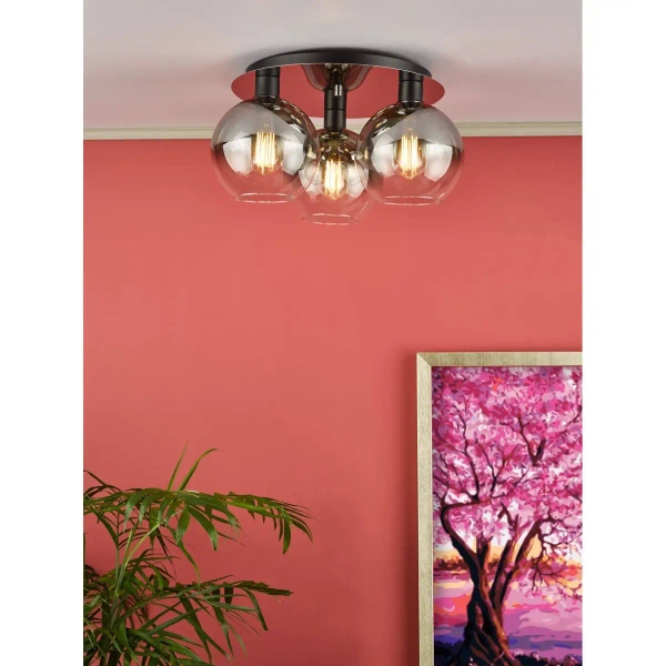 Loftowy plafon Lycia LYC5322 do salonu kule przydymione czarne