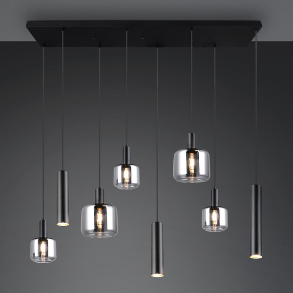 Wisząca lampa dekoracyjna MATARO 364100832 do salonu tubki chrom czarny