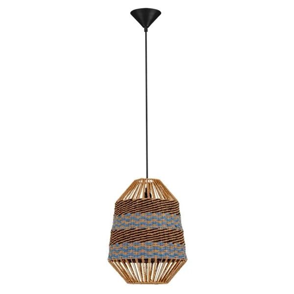 Wisząca lampa boho BELRITO LE45362 pleciona czarna brązowa