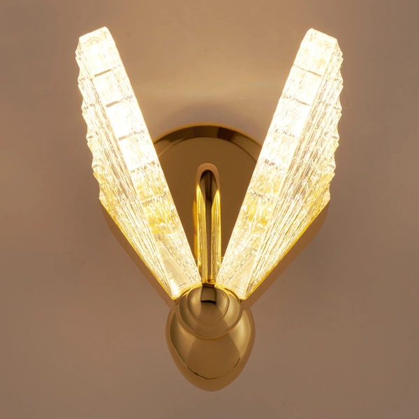 Ozdobny kinkiet ścienny Bee ST-W0612-1S LED 7W 3000K motyl szkło złoty