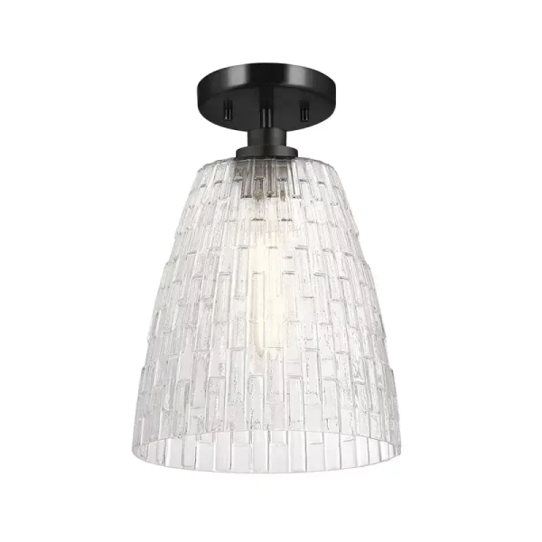 Szklana wisząca lampa Windsor 1xE27 czarna do salonu przezroczysta fasetowana ELS- WINDSOR-P-BLK