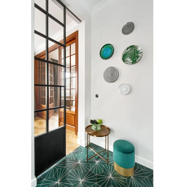 Okrągły puf glamour Velvet VWF17B00B-S-S Moos welur złoty szary