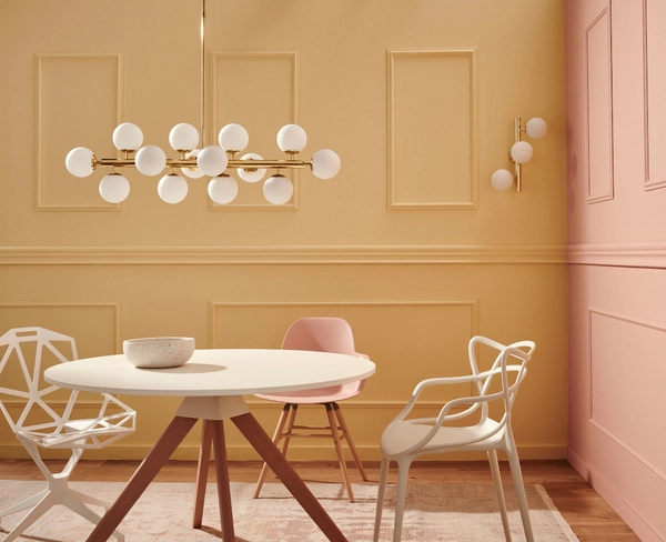 Modernistyczna LAMPA wisząca CUMULUS 10752145 Kaspa metalowa OPRAWA szklane kule balls ZWIS molekuły złote białe