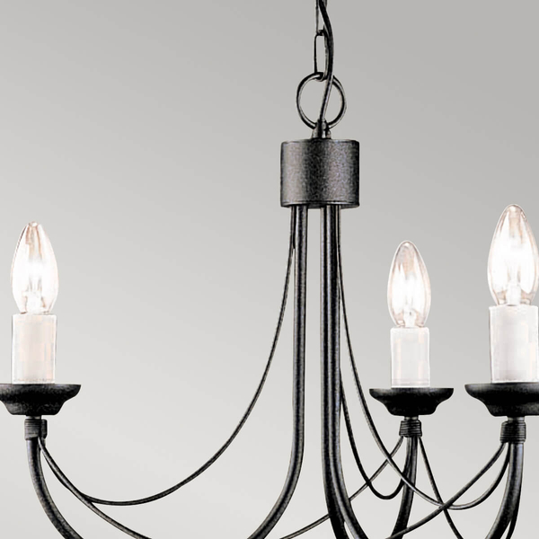 Świecznikowa lampa wisząca Carisbrooke CB3-BLACK Elstead potrójna czarna