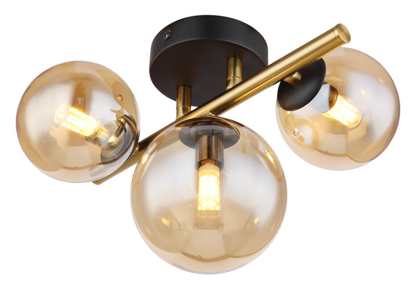 Sufitowa lampa Riha 56135-3W balls czarna bursztynowa