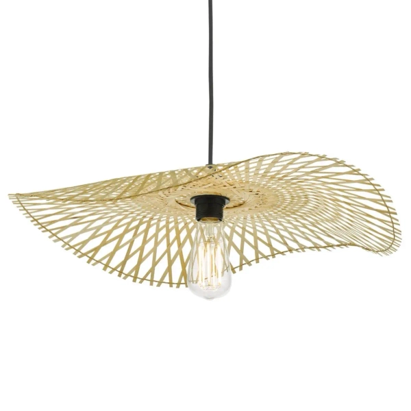 Rattanowa lampa wisząca Deja DEJ6529 kapelusz brązowy czarny