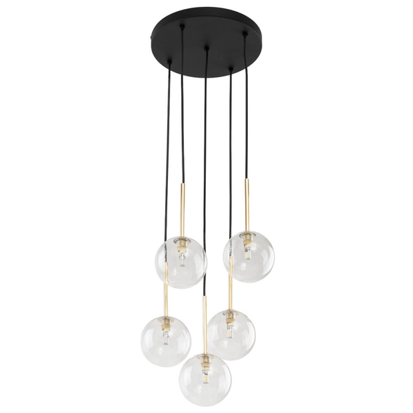 Lampa zwisająca Nilos 5943 bańki do jadalni kule przezroczysta złota