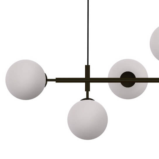 Modernistyczna lampa wisząca ALISA LP-005/6P BK/WH Light Prestige metalowa oprawa szklane kule zwis złoty biały