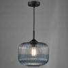 Szklana wisząca lampa Demarius DEM0123 do przedpokoju niebieska czarna